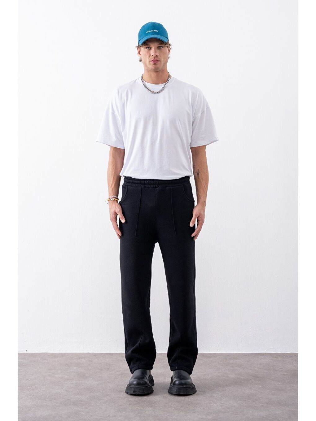 Erkek Baggy Chill Siyah Eşofman Altı-1