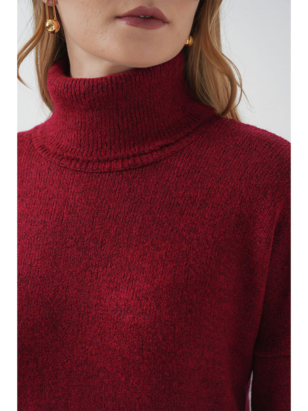 15892 Kazak Etek Triko İkili Takım - Kırmızı-4