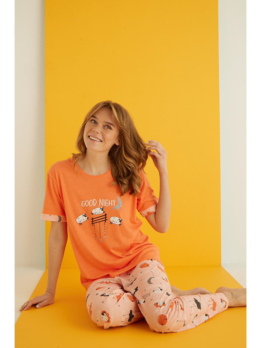 Bej Viskon Pijama Takımı 7042-9