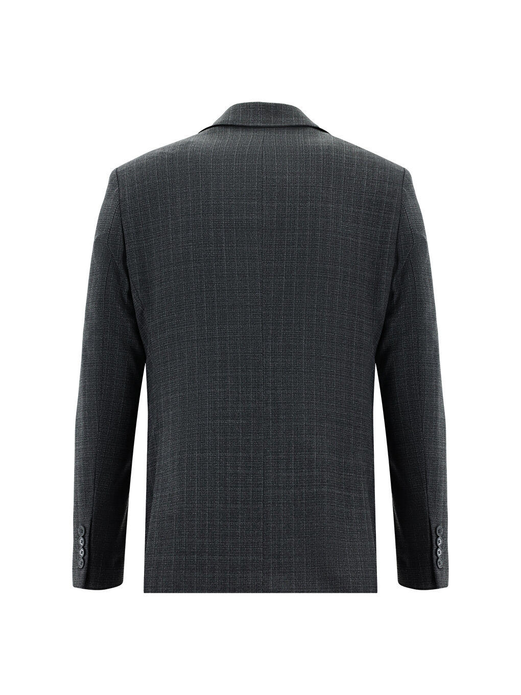 Antrasit Slim Fit Dar Kesim Yünlü Klasik Ekose Takım Elbise-2