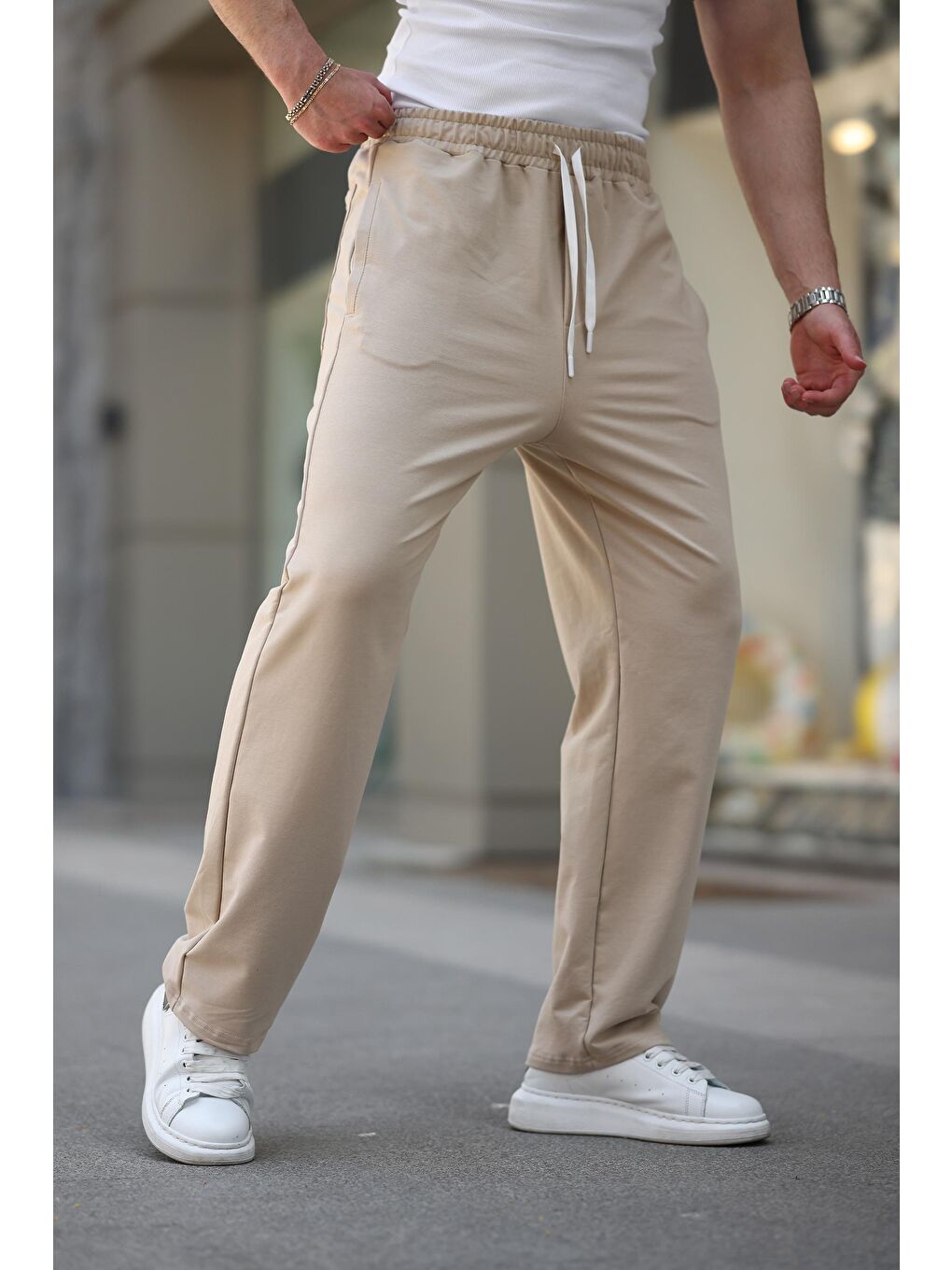 Bej Rahat Kesim Erkek Eşofman Altı E6575-1