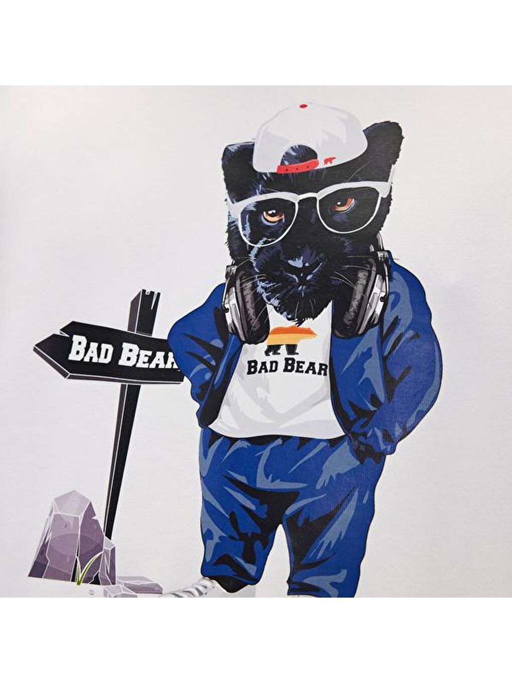 Panther Crewneck Erkek Beyaz Yuvarlak Yaka Sweatshirt-2