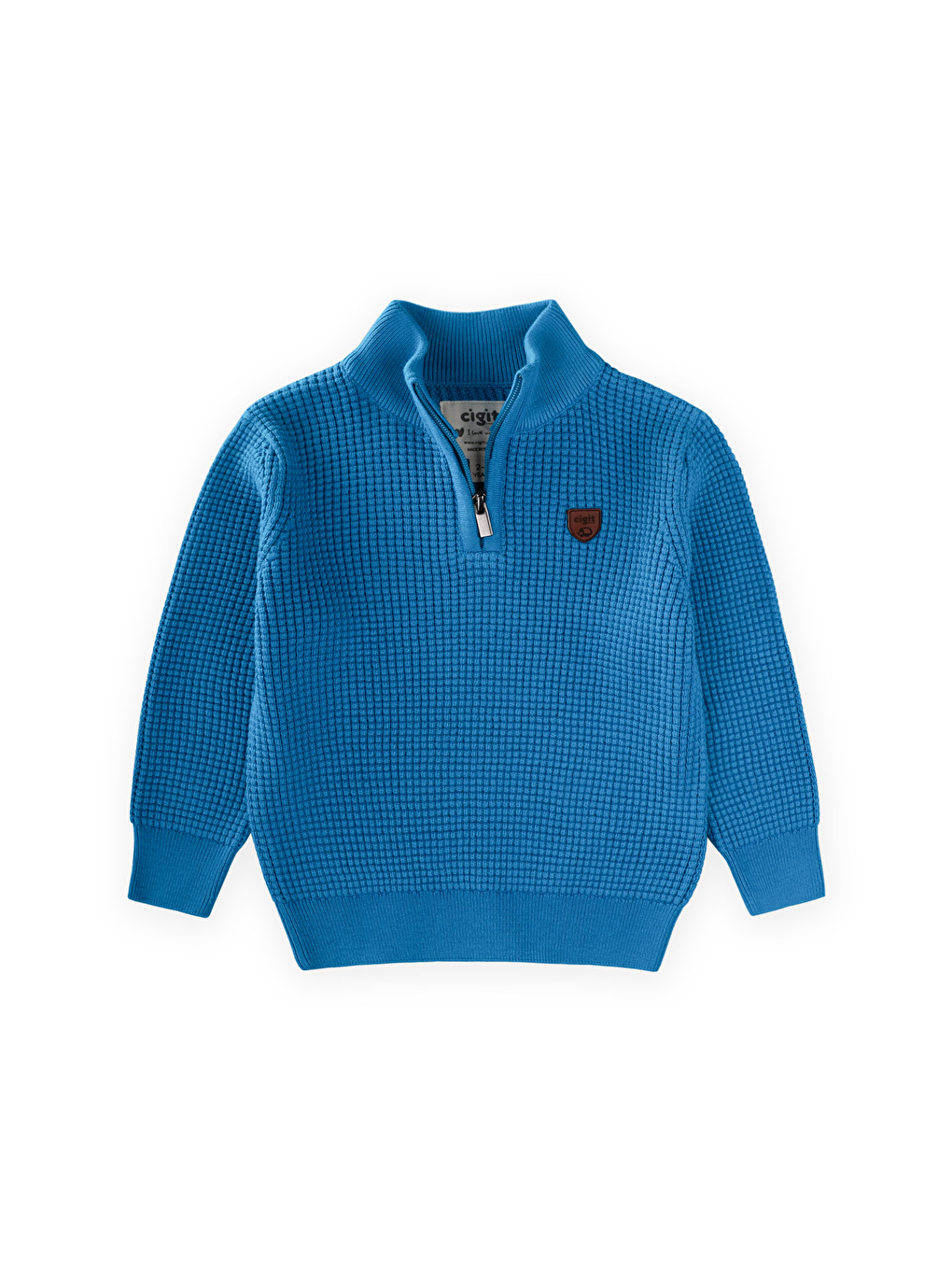 Selanik Triko Fermuarlı Kazak 2-11 Yaş Mavi