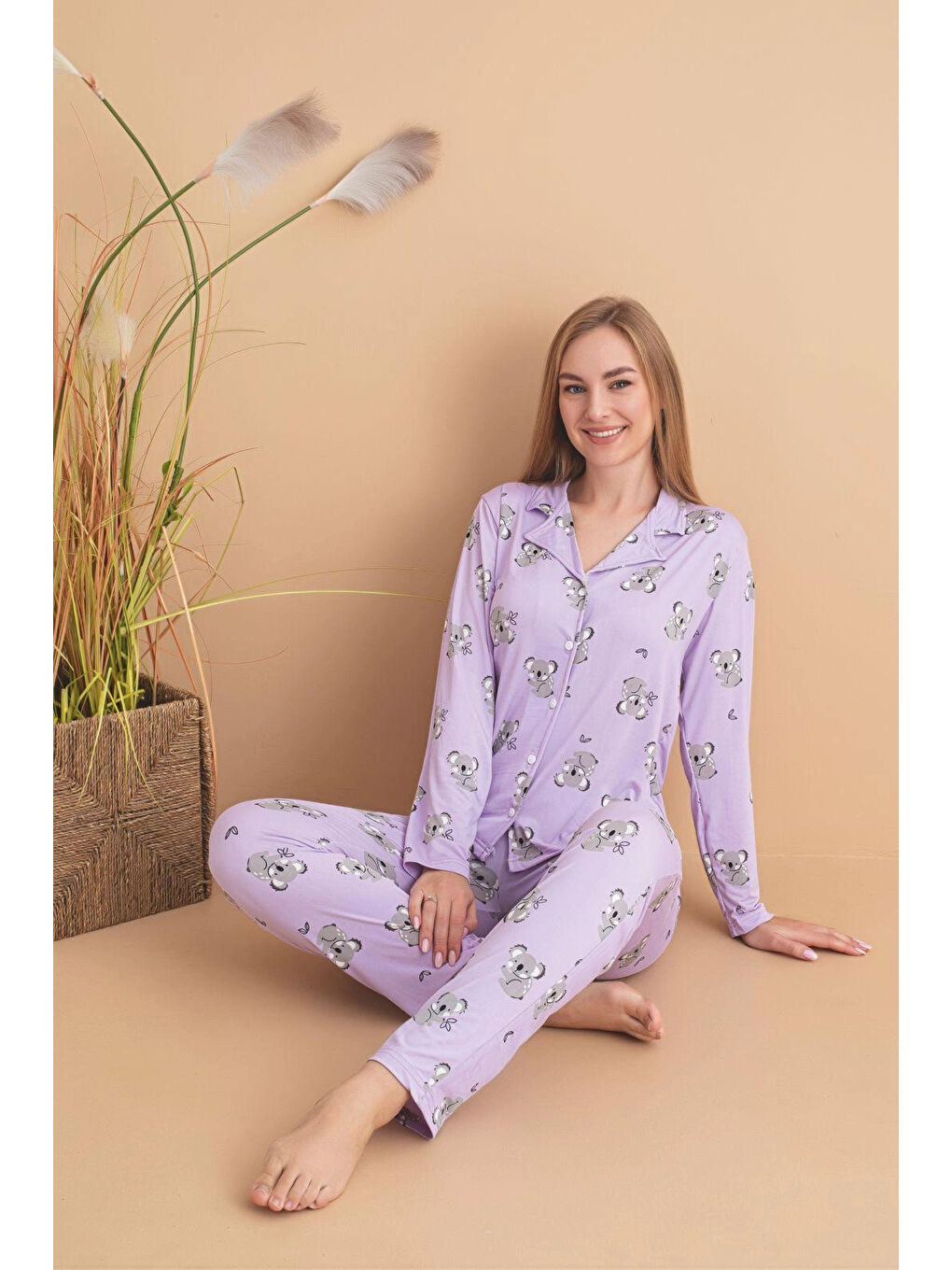 Lila Desenli Kadın Pijama Takımı 1350