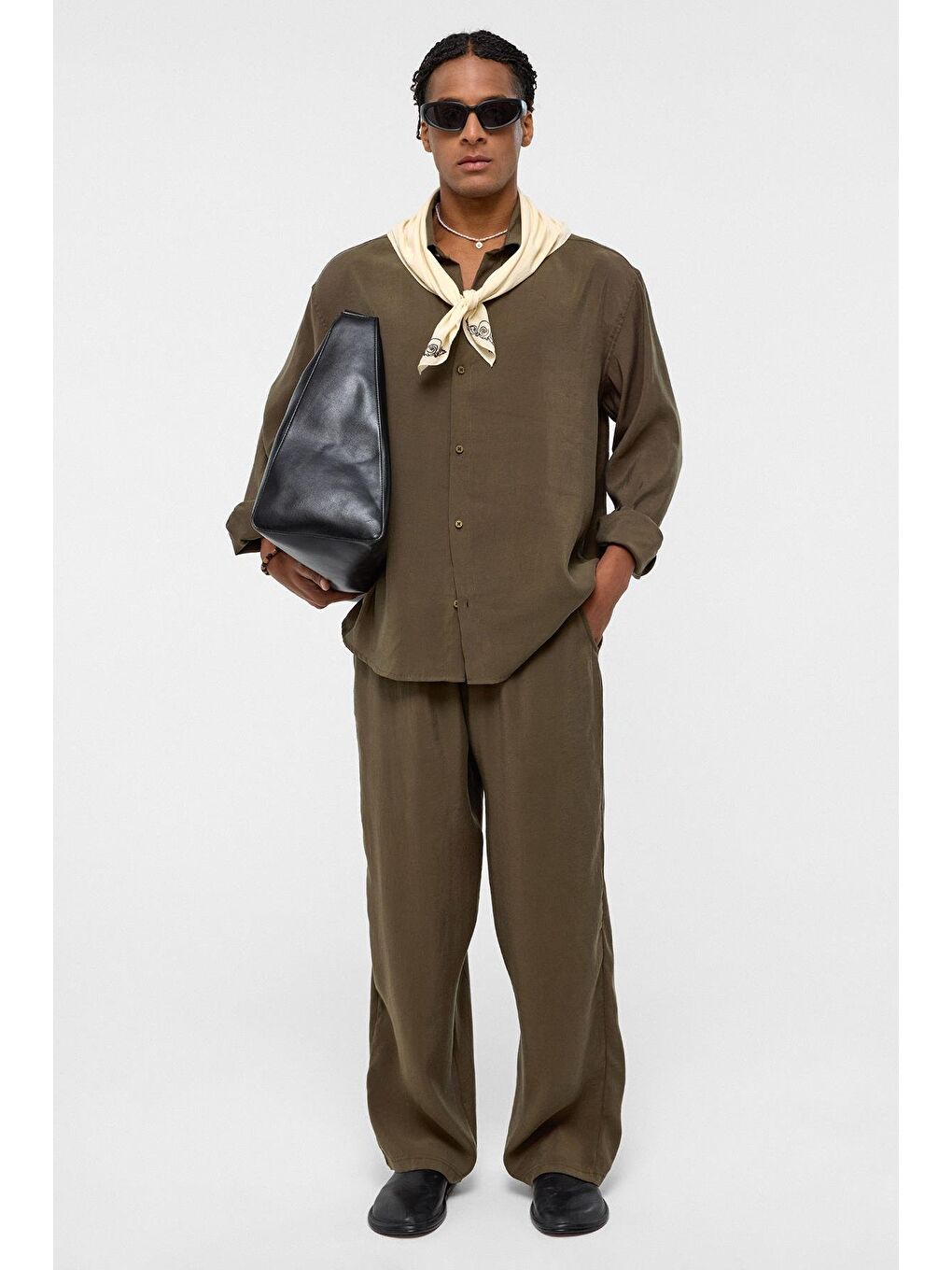 Baggy Fit Modal Kumaş Pantolon Haki