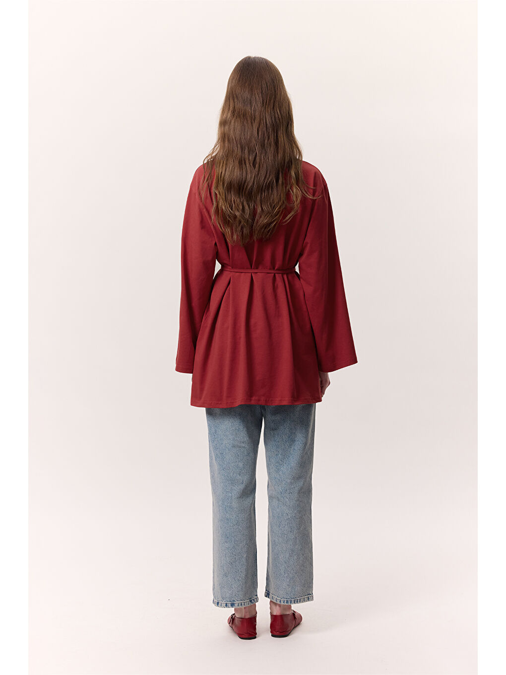 Bağlama Detaylı Oversıze Tshırt Kırmızı-3