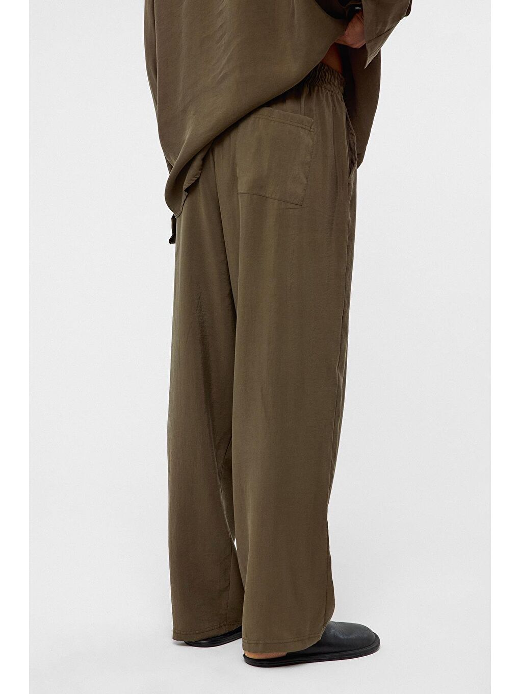 Baggy Fit Modal Kumaş Pantolon Haki-5