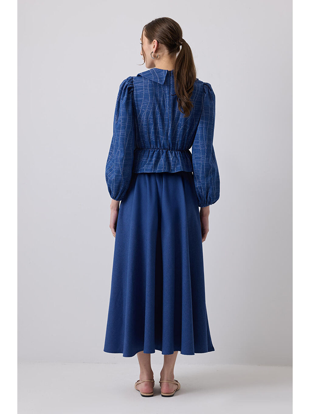 Mavi Denim Efektli Bluz Etek Takım-3