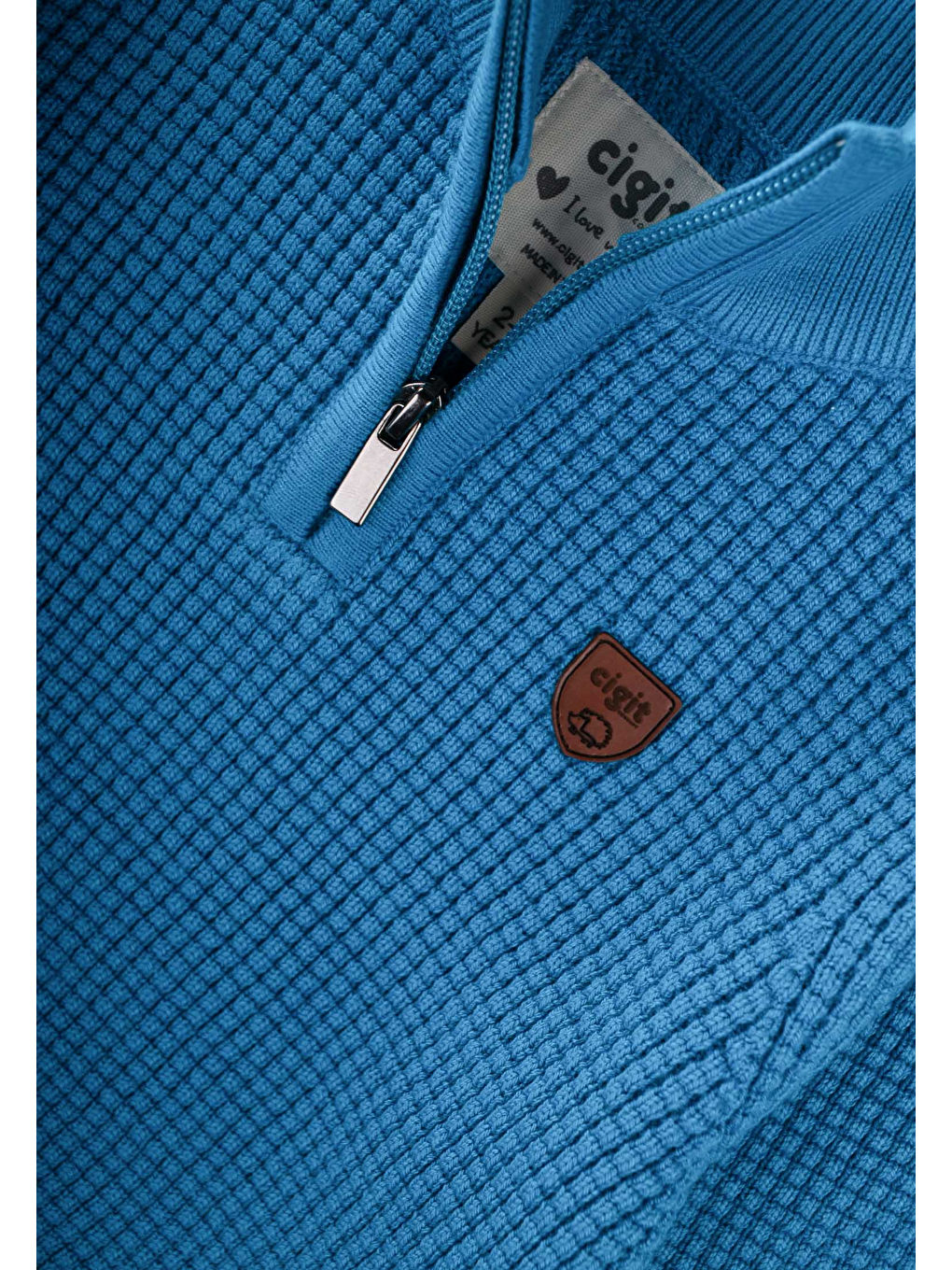 Selanik Triko Fermuarlı Kazak 2-11 Yaş Mavi-2