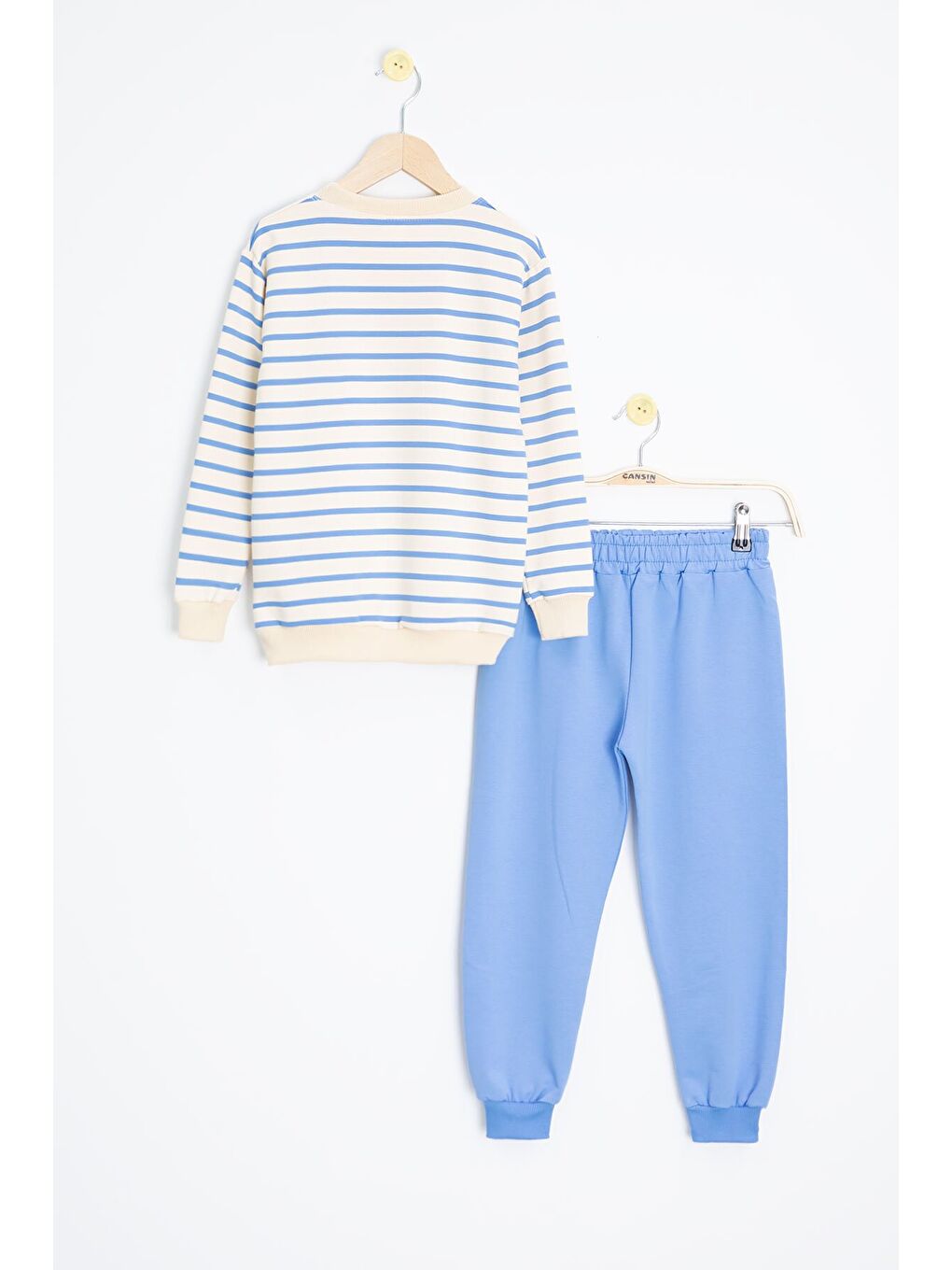 Mavi Çizgili Cep Detaylı Erkek Çocuk Eşofman Takımı 23341-3