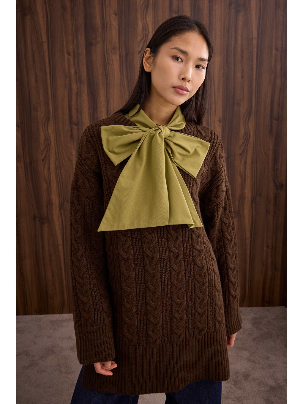 Örgülü Uzun Kazak Kahverengi-1