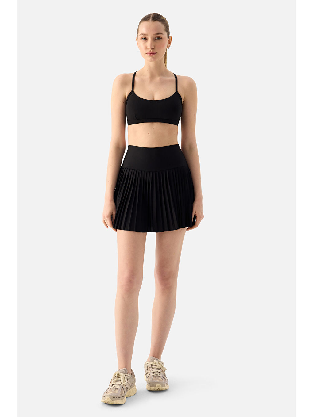 Elira Pilili Siyah Tenis Eteği