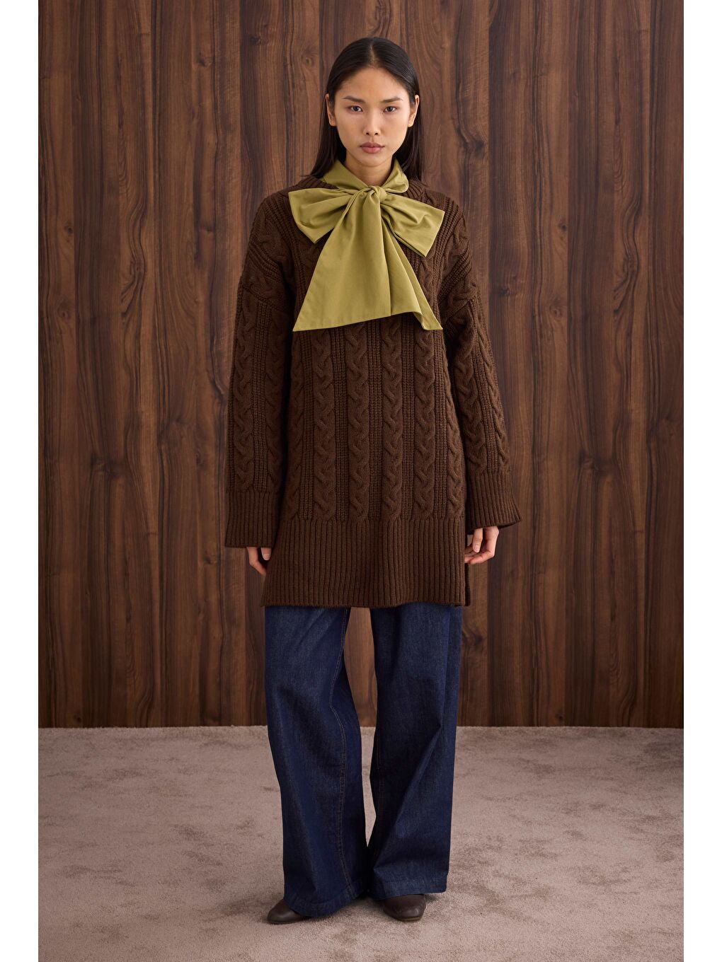 Örgülü Uzun Kazak Kahverengi-3