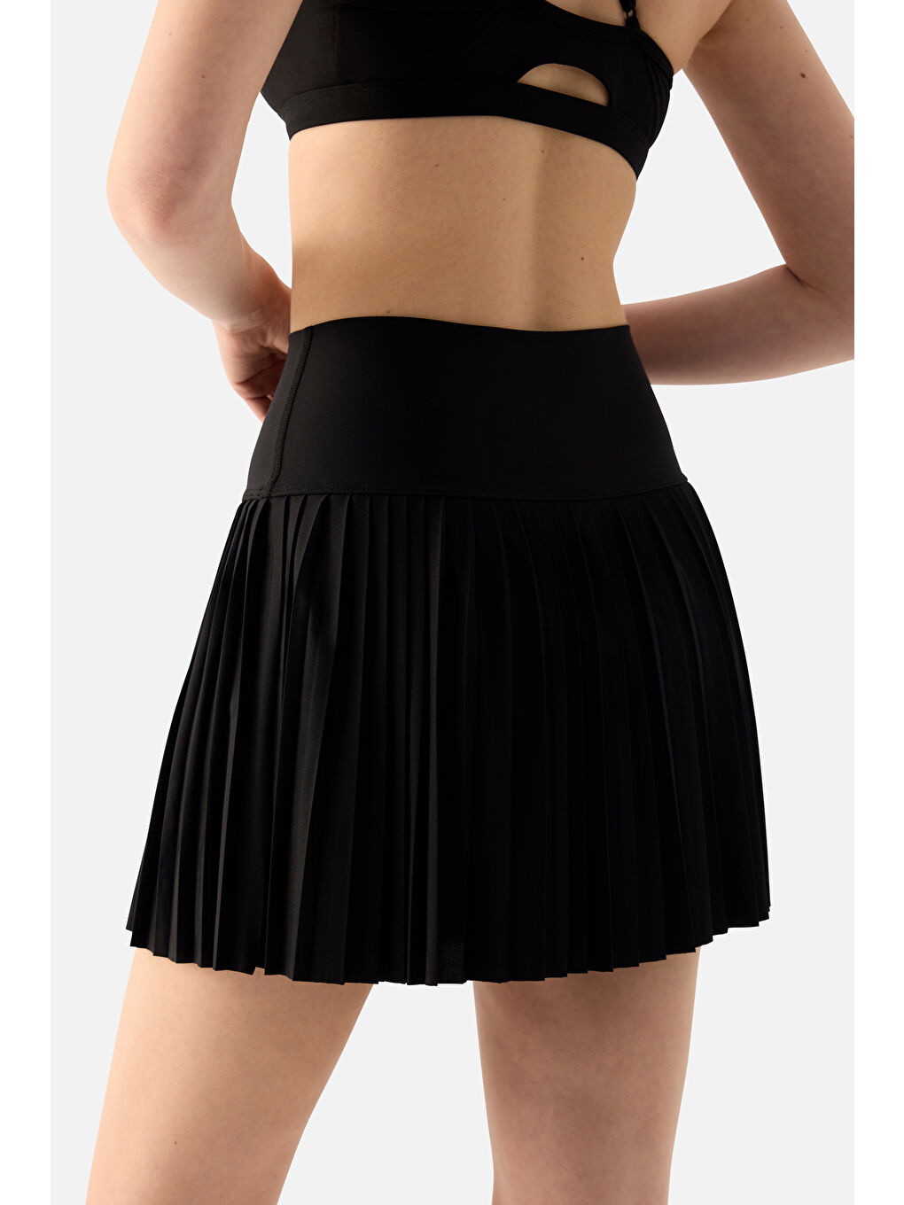 Elira Pilili Siyah Tenis Eteği-5