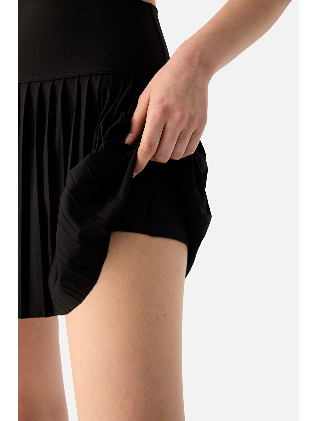 Elira Pilili Siyah Tenis Eteği-6