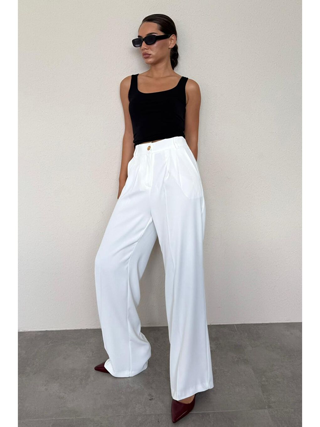 Beyaz Kadın Palazzo Pantolon Mg2525-6