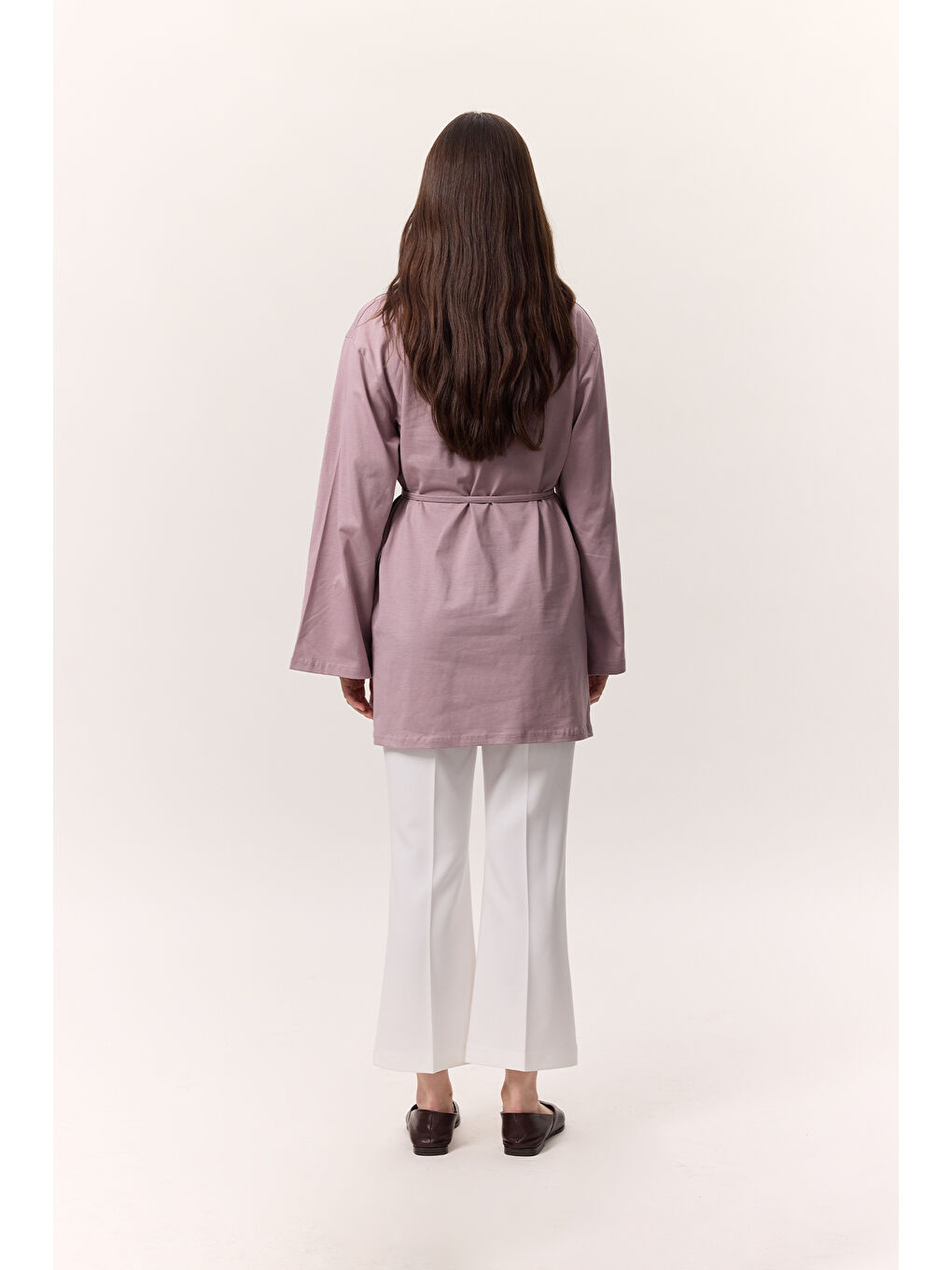 Bağlama Detaylı Oversıze Tshırt Lila-3