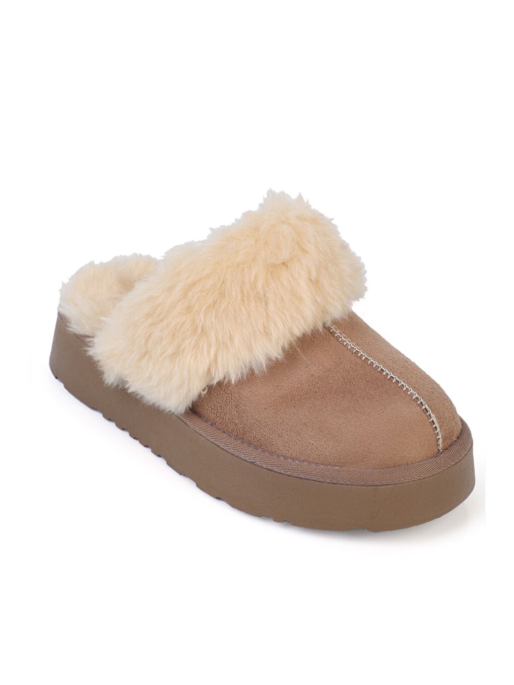 Siyah Florri Tüylü Burnu Kapalı Kadın Terlik-1