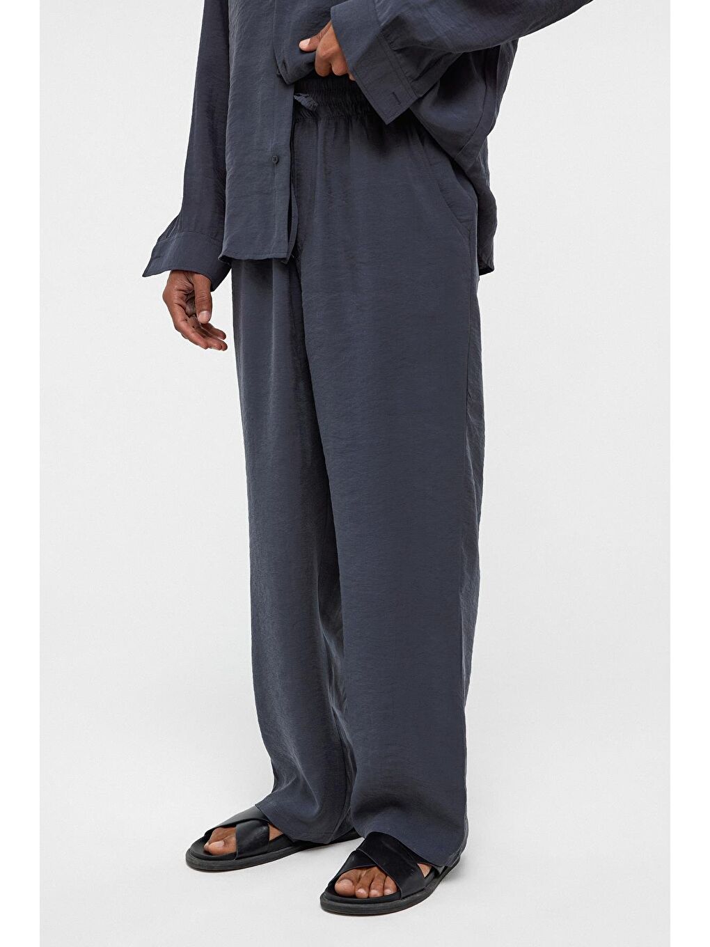 Baggy Fit Modal Kumaş Pantolon Antrasit-1