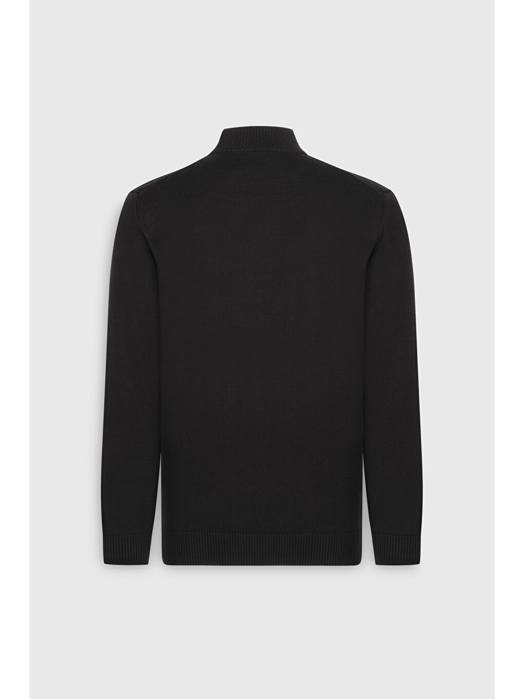 Erkek Siyah %100 Pamuk Standart Fit Yarım Balıkçı Yaka Baskılı Triko Kazak-3