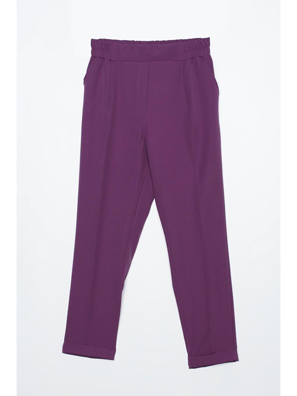 Koyu Mor-Beli Lastikli Havuc Pantolon-4