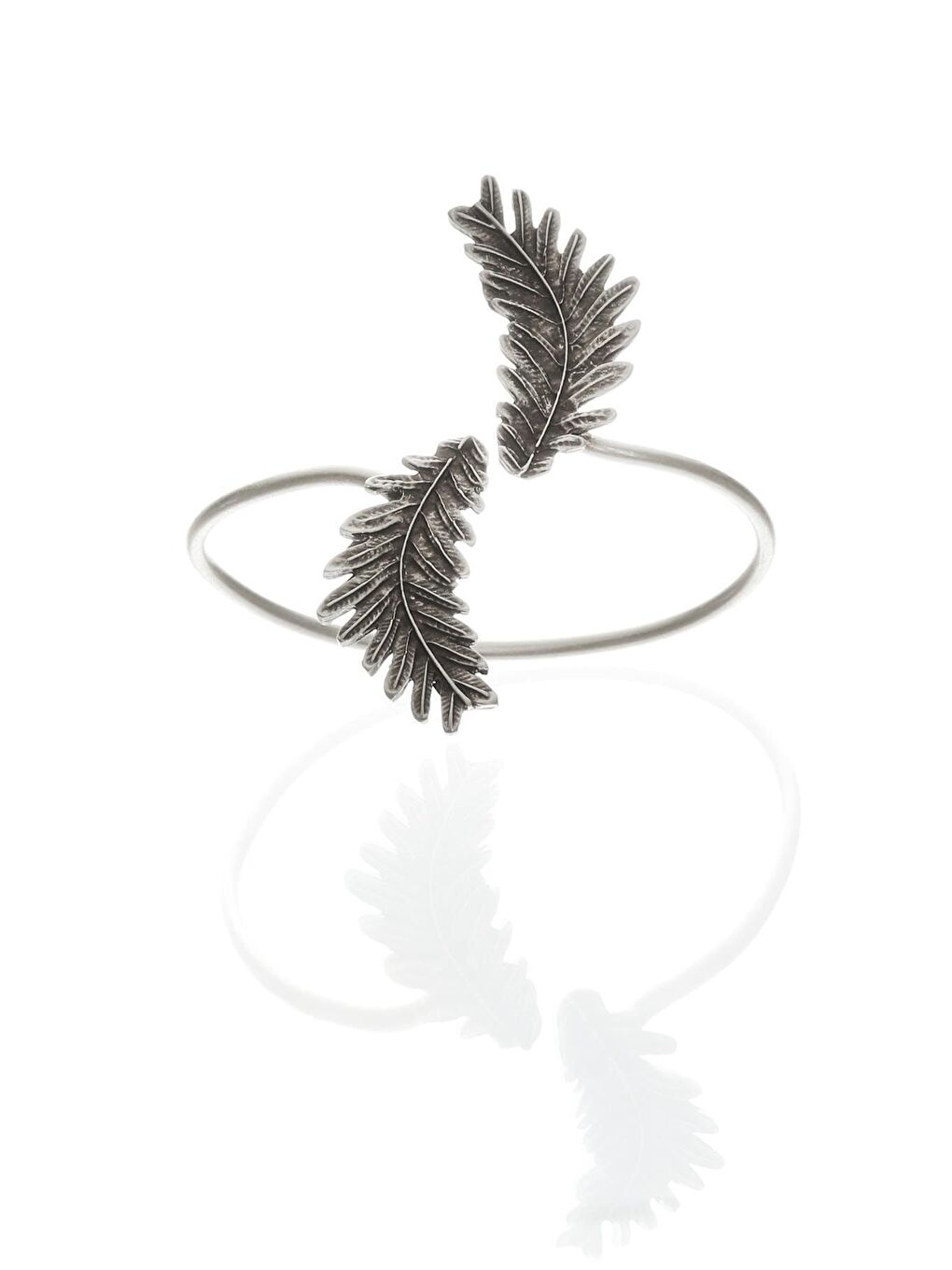 Gri Kadın Antik Gümüş Kaplama Ayarlanabilir Açık Band  Yaprak Pazu Bandı & Üst Kol Aksesuarı