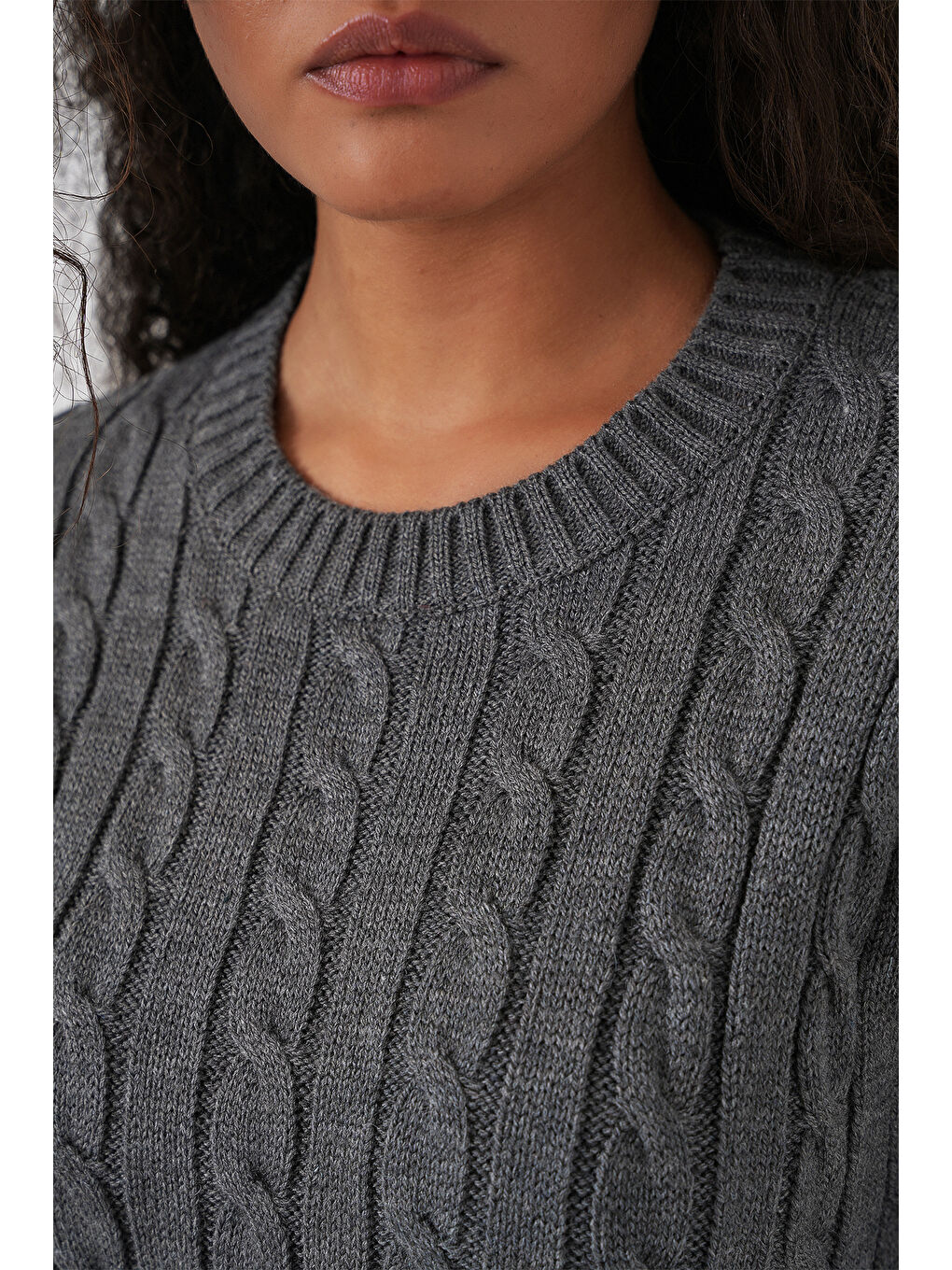 Kadın Kısa Triko Elbise 15943 - Antrasit-4