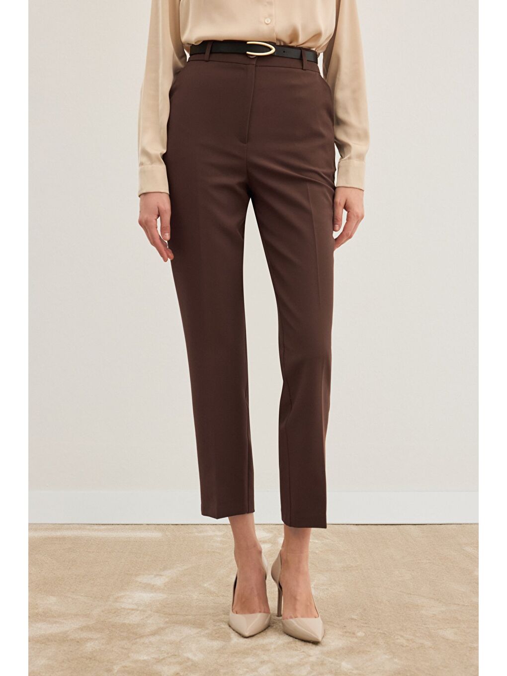 Kahverengi Kemerli Pantolon - Kahve-3