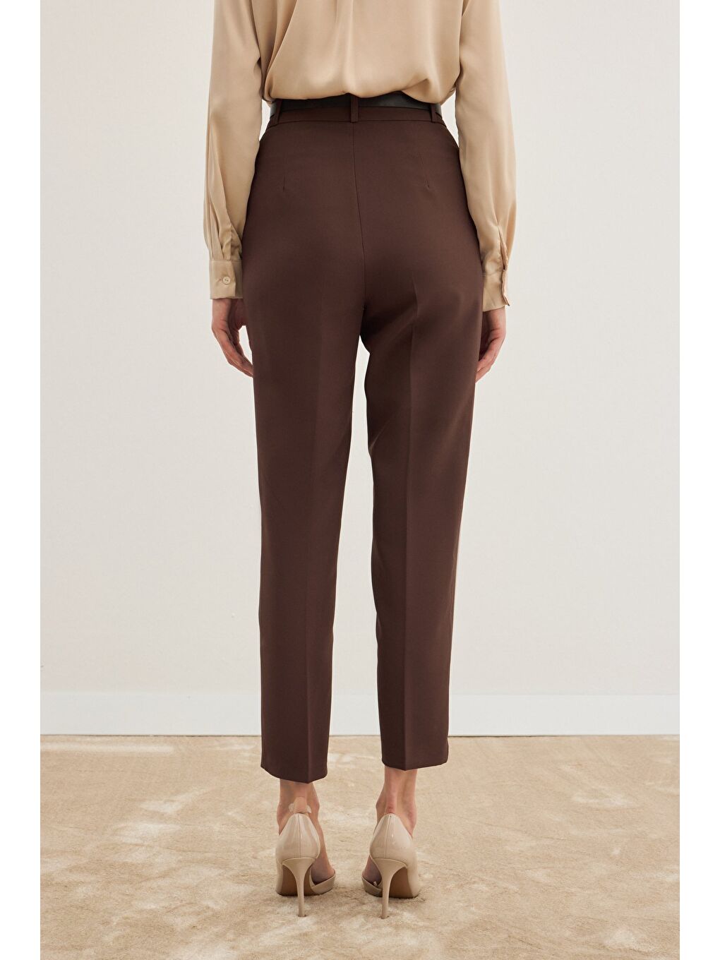 Kahverengi Kemerli Pantolon - Kahve-4
