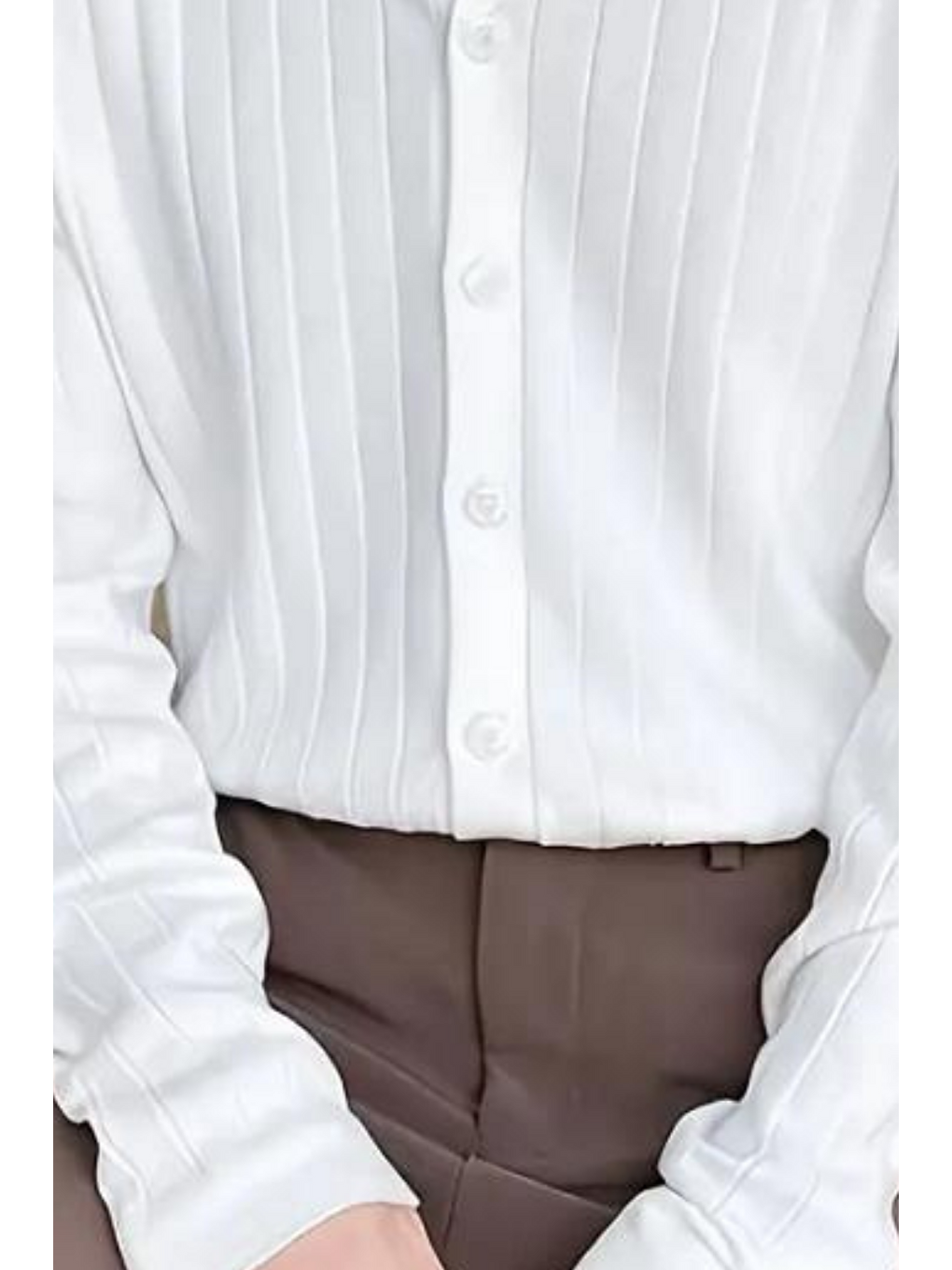 Beyaz Erkek Regular Fit Düğmeli Gömlek Hırka-1