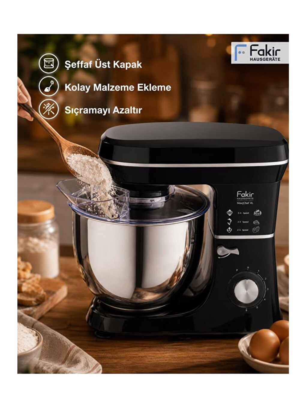 Maxychef Hamur Yoğurma & Stand Mikser 10 Lt 2000w Siyah-3