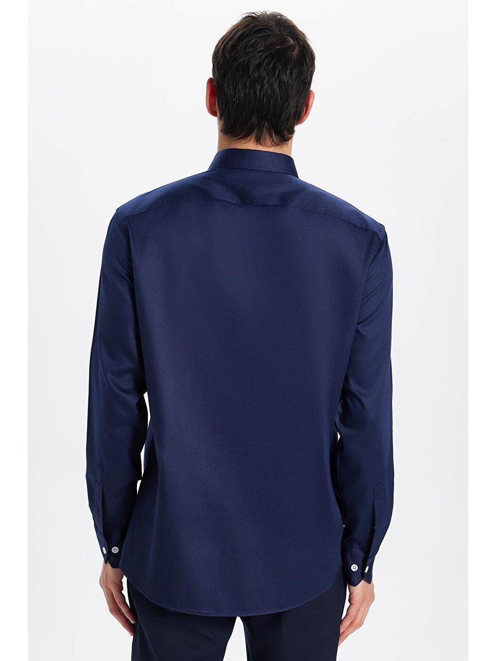 Erkek Slim Fit Non-Iron Pamuklu Doğa Dostu Ekoteks Belgeli Ütü Gerektirmez Lacivert Gömlek-6