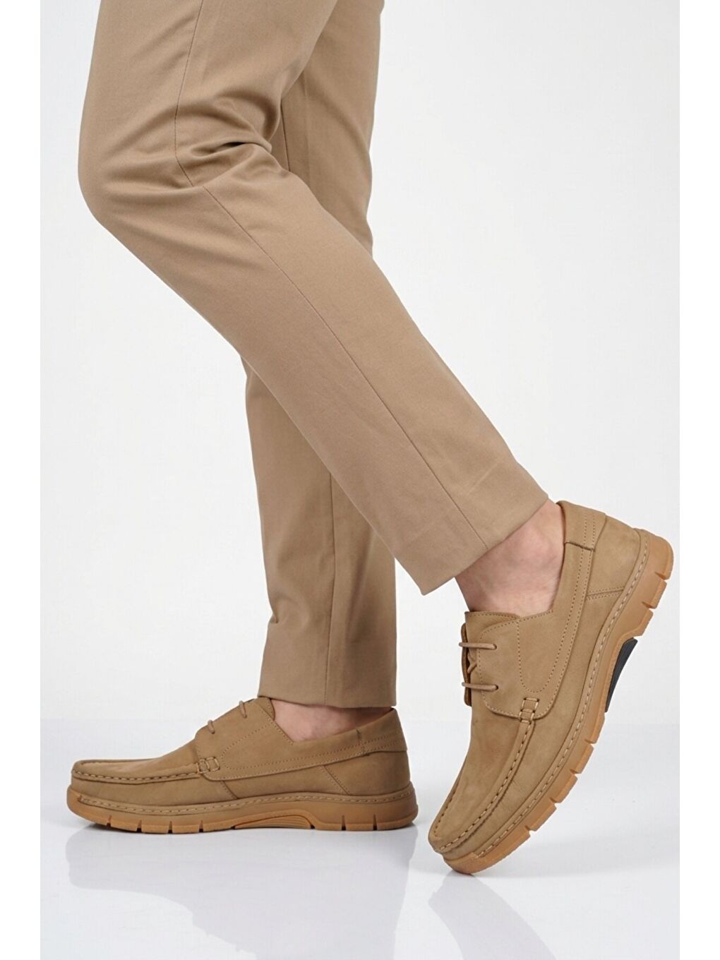 Ekru Kum Nubuk Hakiki Deri Erkek Casual Ayakkabı 6Y3318-179 M-1