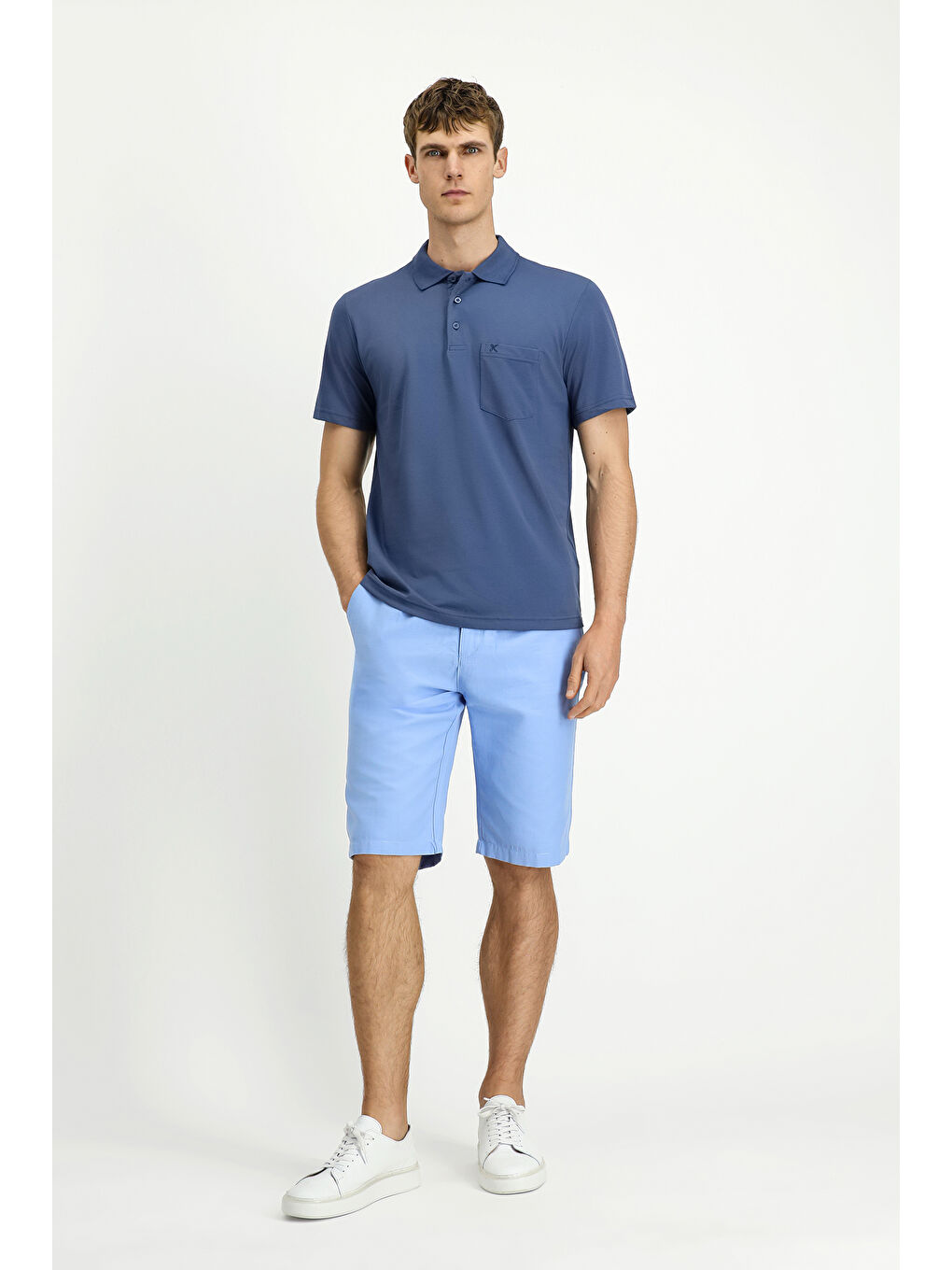 İndigo Regular Fit Pamuklu Nakışlı Cepli Polo Yaka Tişört-1