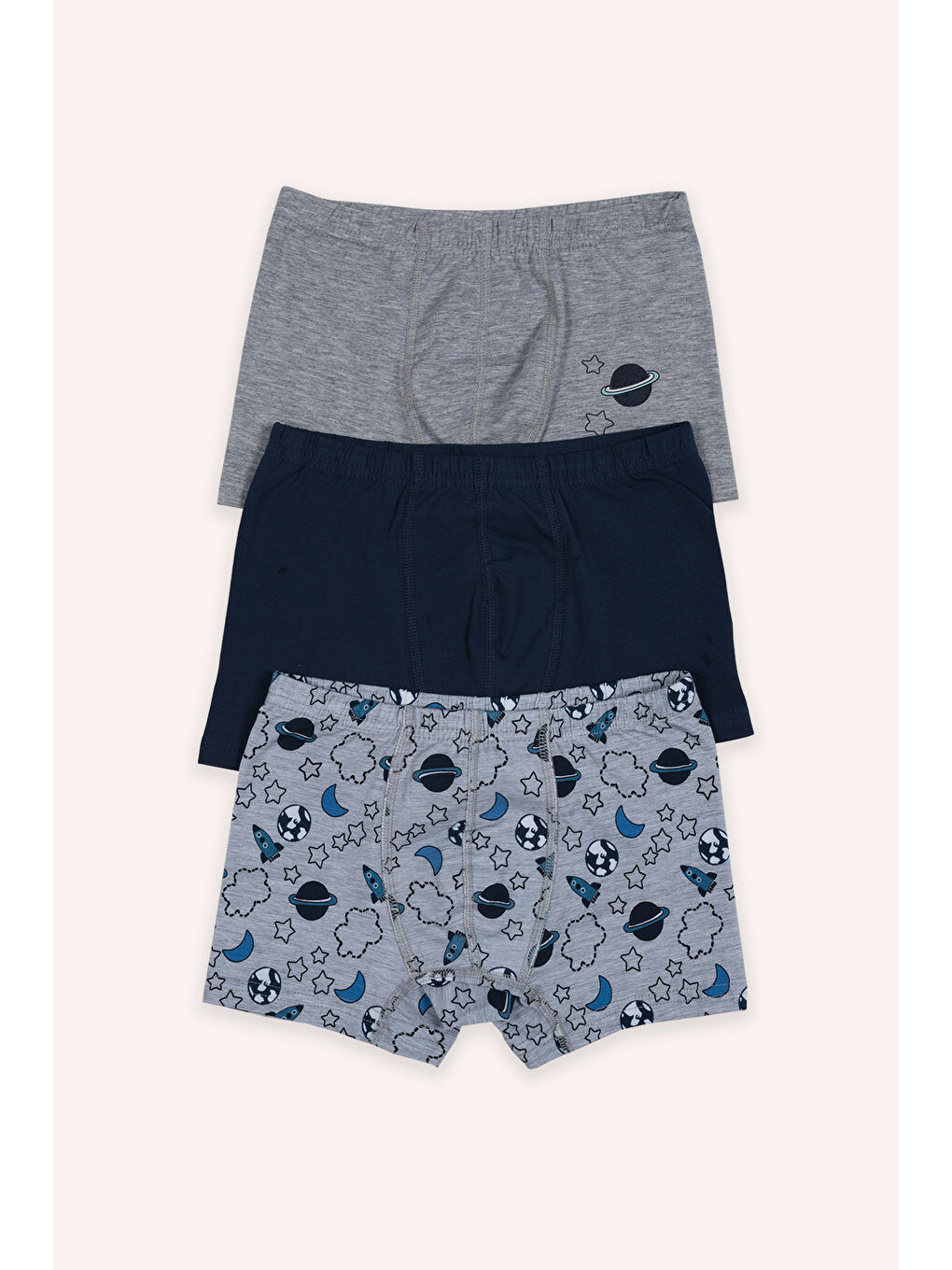 Karışık Erkek Çocuk Uzay Desenli 3'lü Boxer Seti