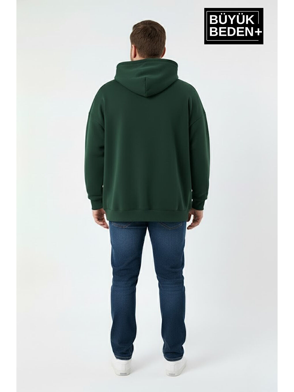 Yeşil Erkek Büyük Beden California 1974 Baskılı Kapüşonlu Sweatshirt -Rahat Kalıp SPR26BSW965-2