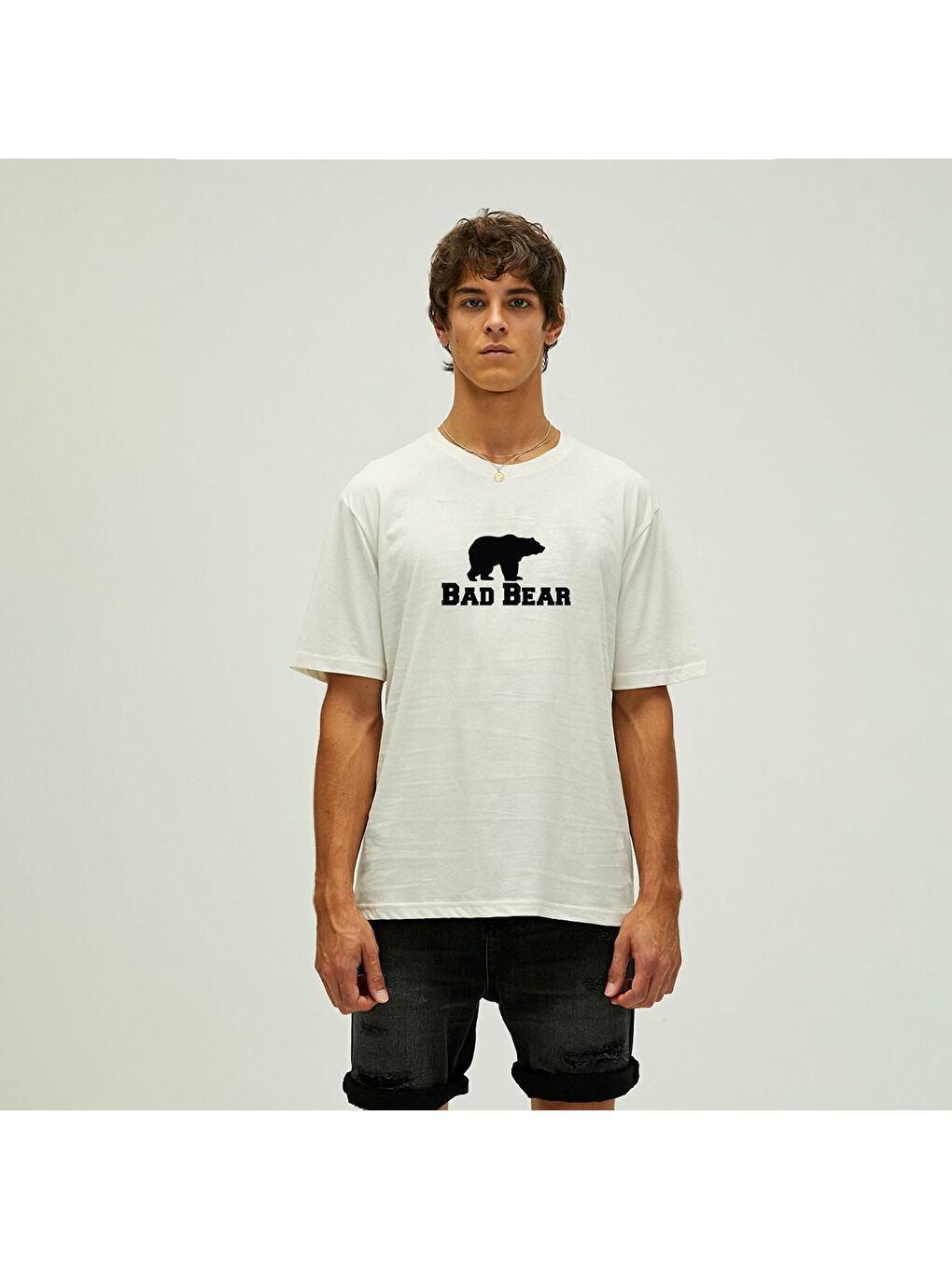 Muscle Basic Erkek Beyaz Yuvarlak Yaka Tişört