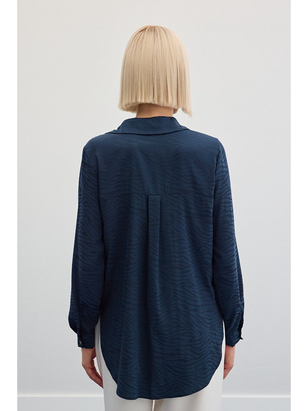 Zebra Desenli Gömlek - Lacivert-6