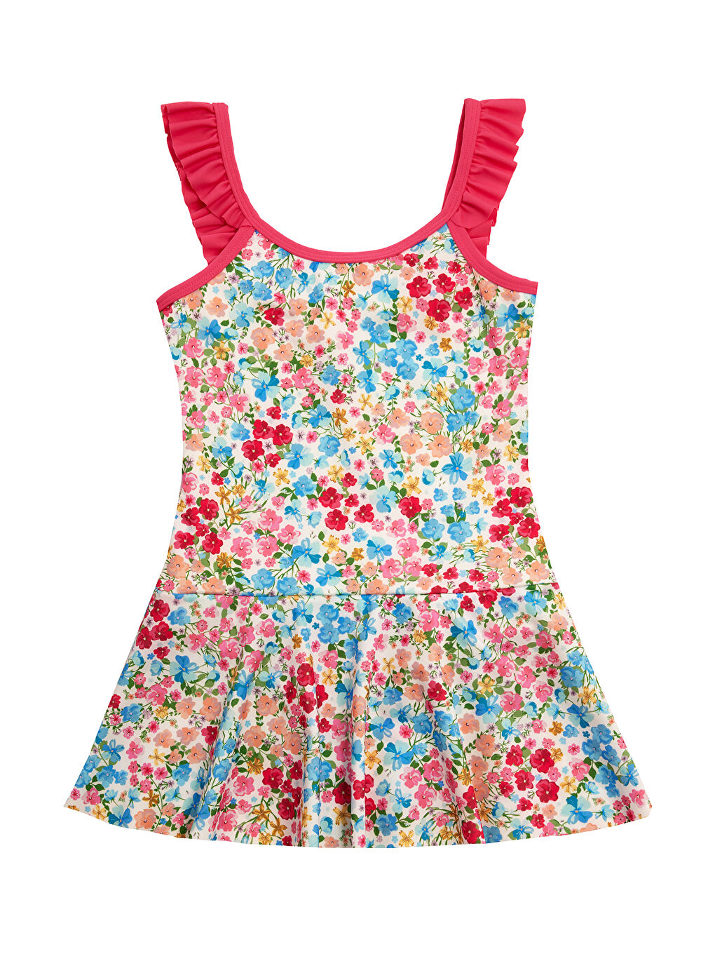 UV Korumalı Askılı Elbise Mayo Kız Çocuk Yüzücü Mayo 5224 Beyaz-1