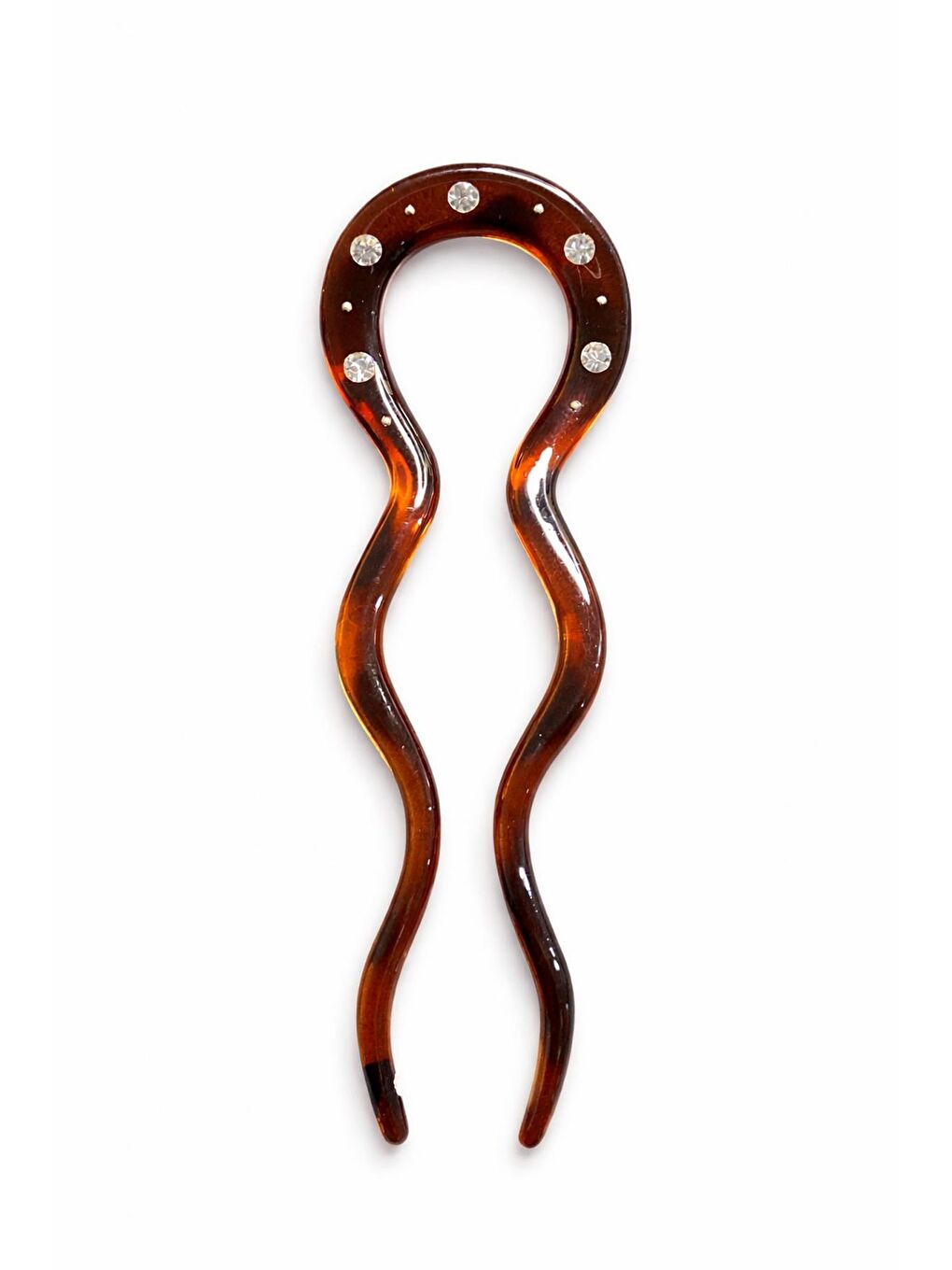 Kahverengi Taşlı Asetat Fransız Topuz Tokası