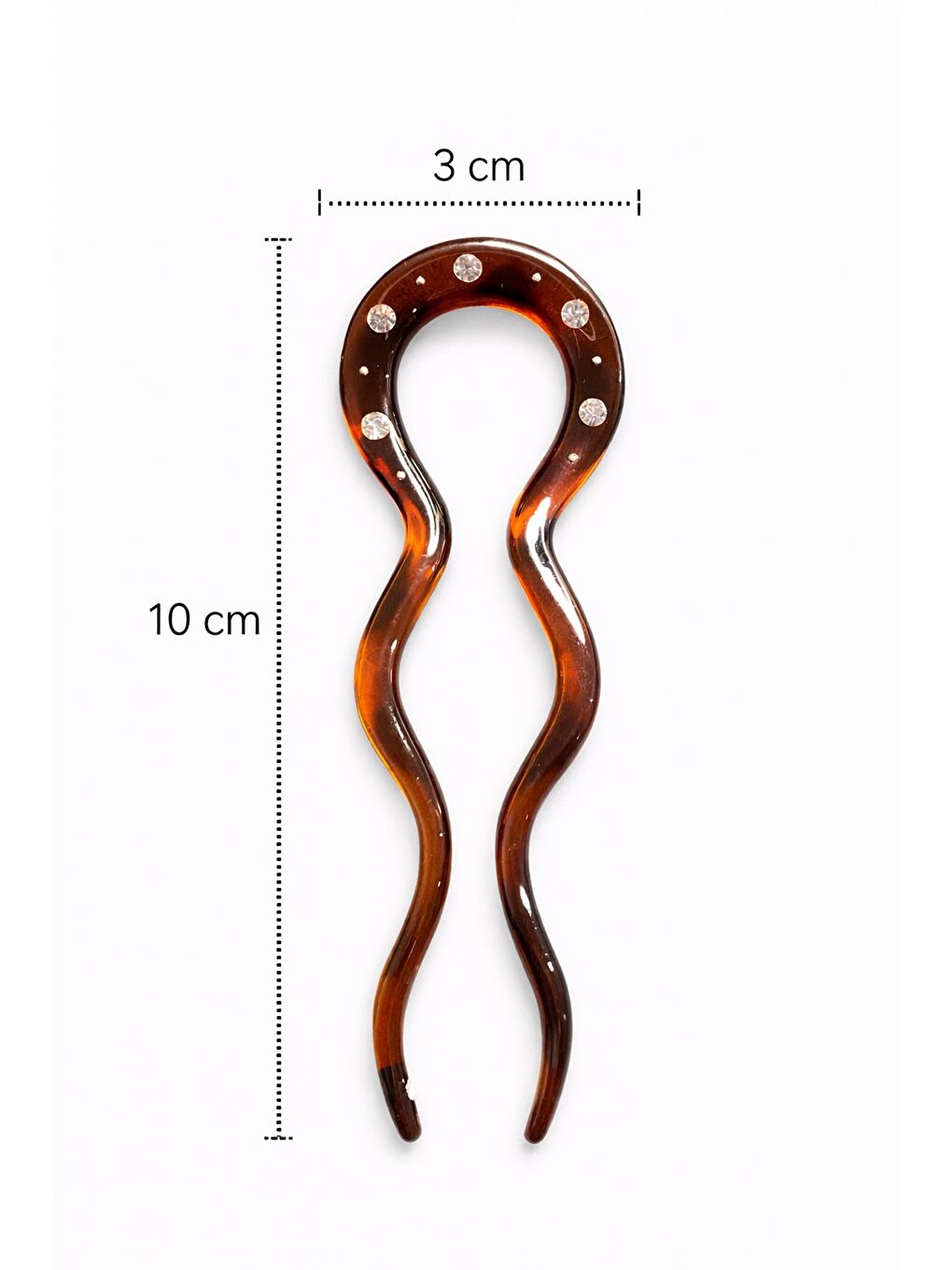 Kahverengi Taşlı Asetat Fransız Topuz Tokası-2