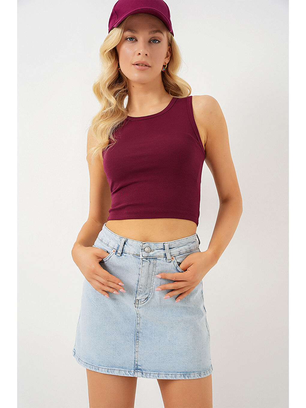 Kadın Mini Jean Etek 8049   Mavi-3