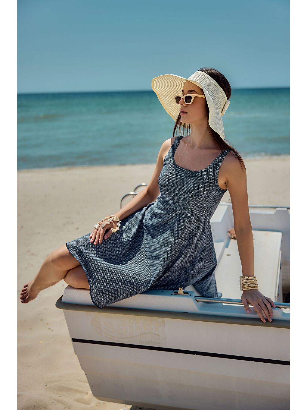 Etekli Elbise Mayo Yüzücü Mayo Desenli 335-460 Lacivert-4