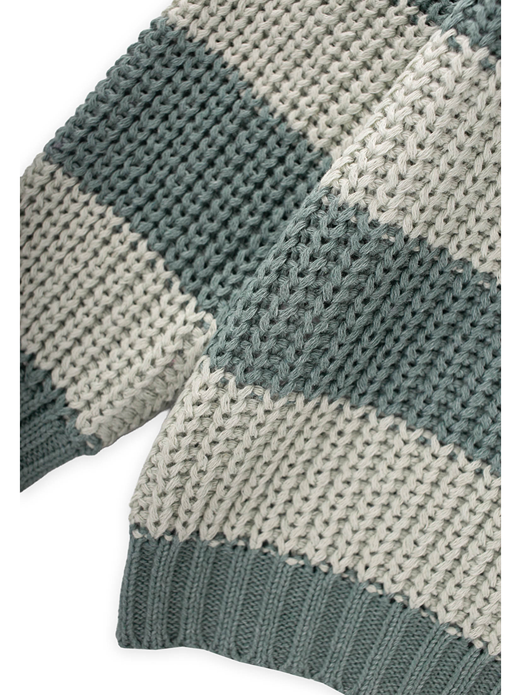 Selanik Çizgili Triko Kazak 2-8 Yaş Haki Yeşil-2