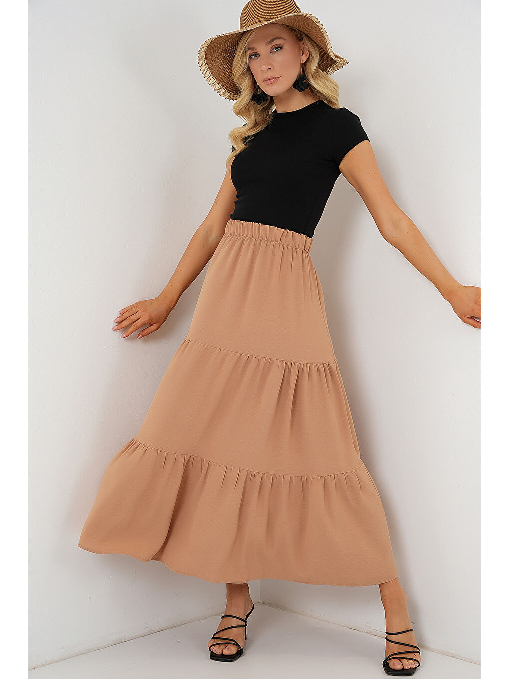 Bej Kadın Ayrobin Uzun Etek 8048 - Bisküvi-2