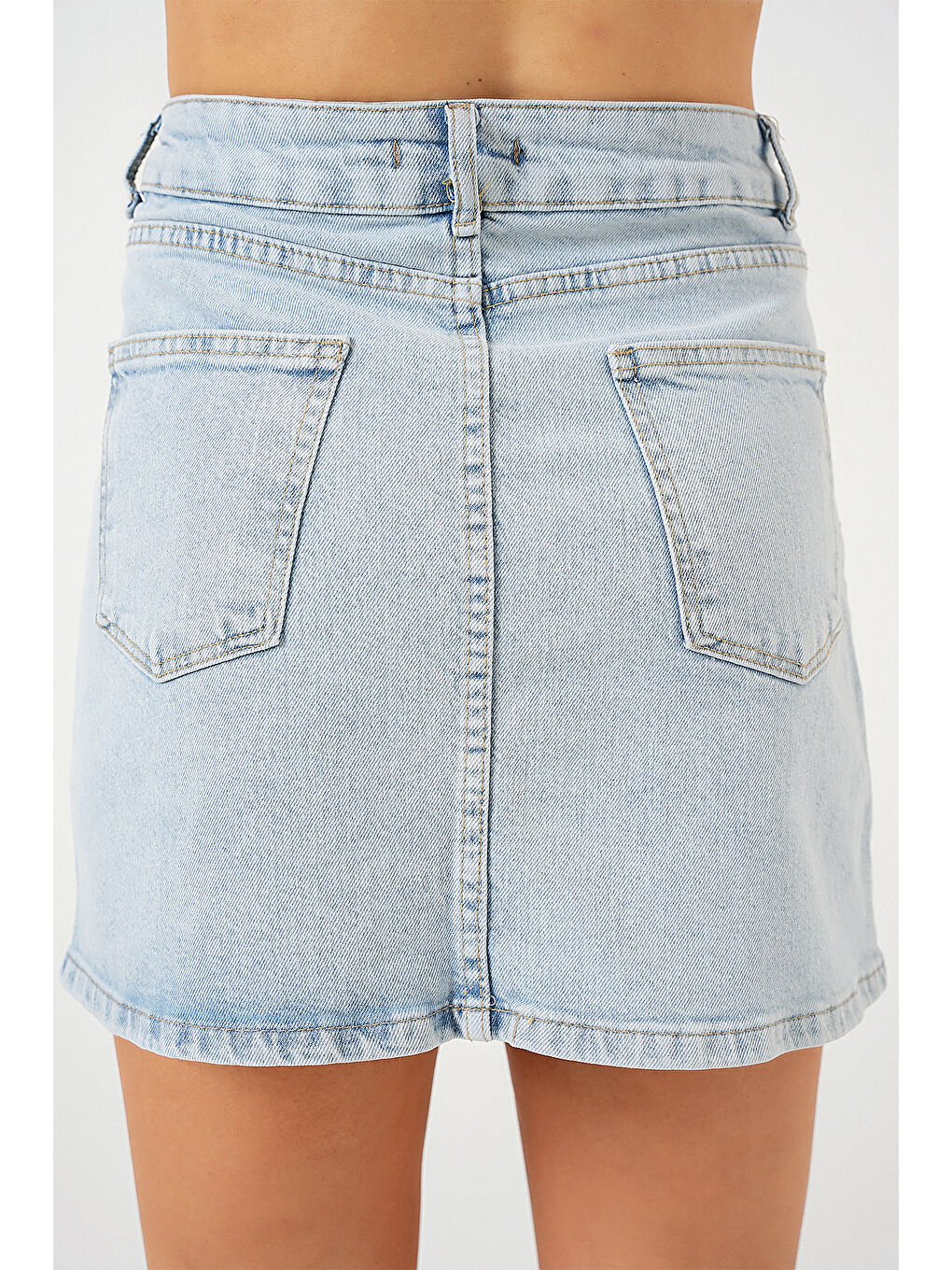 Kadın Mini Jean Etek 8049   Mavi-6