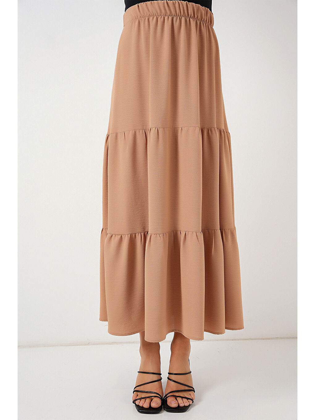 Bej Kadın Ayrobin Uzun Etek 8048 - Bisküvi-3