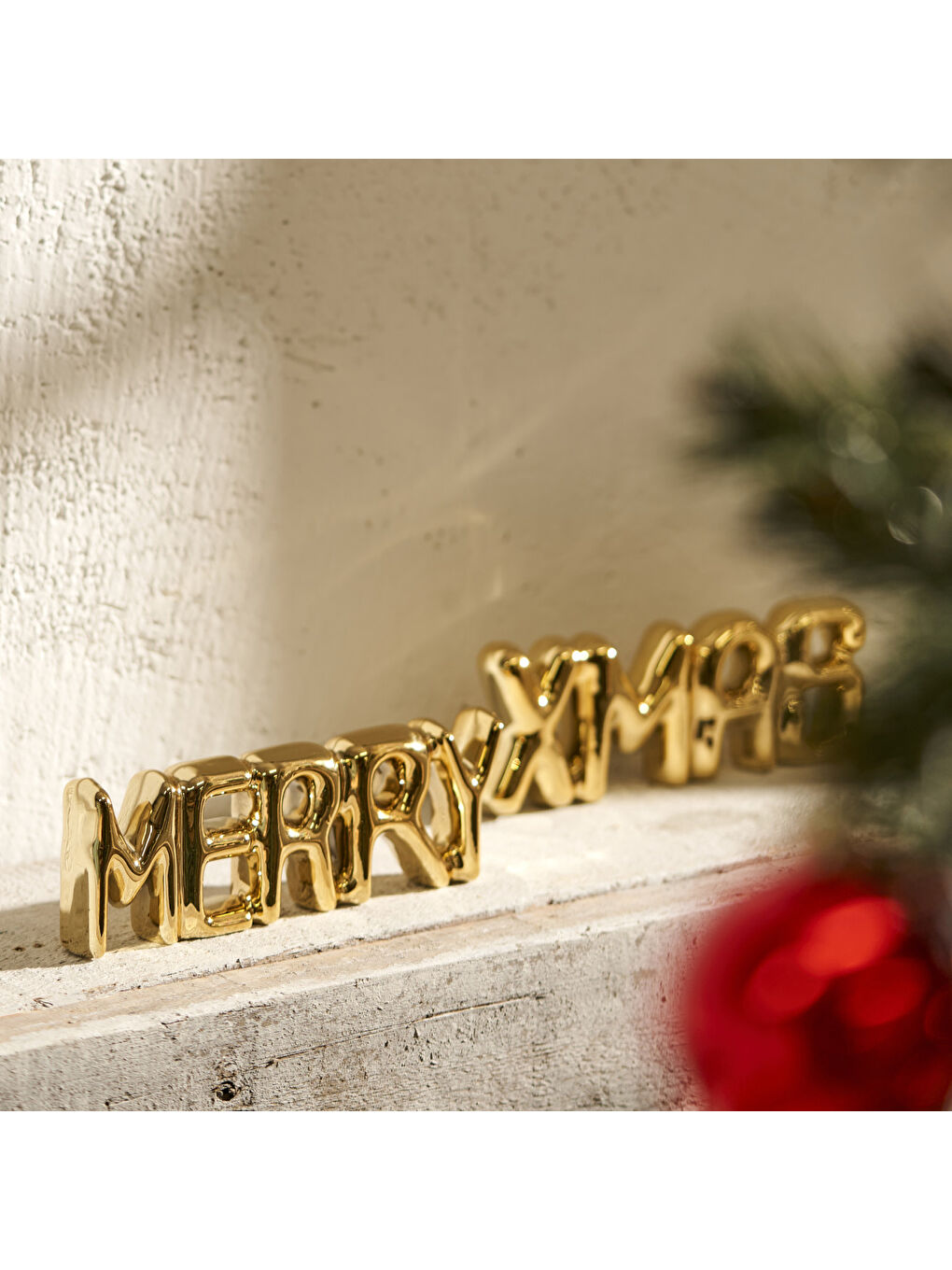 Sarı Xmas Yılbaşı Dekoratif Obje Gold (18x2x6 cm)-3