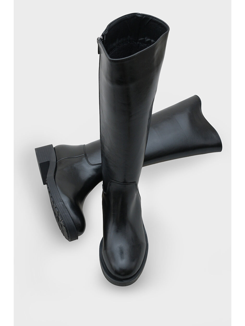 Siyah Zena Yuvarlak Burunlu Kadın Çizme-4