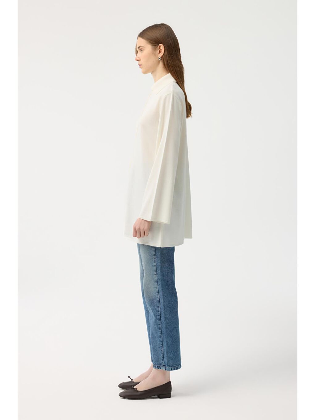 Düğmeli İnce Triko Hırka Ekru-4